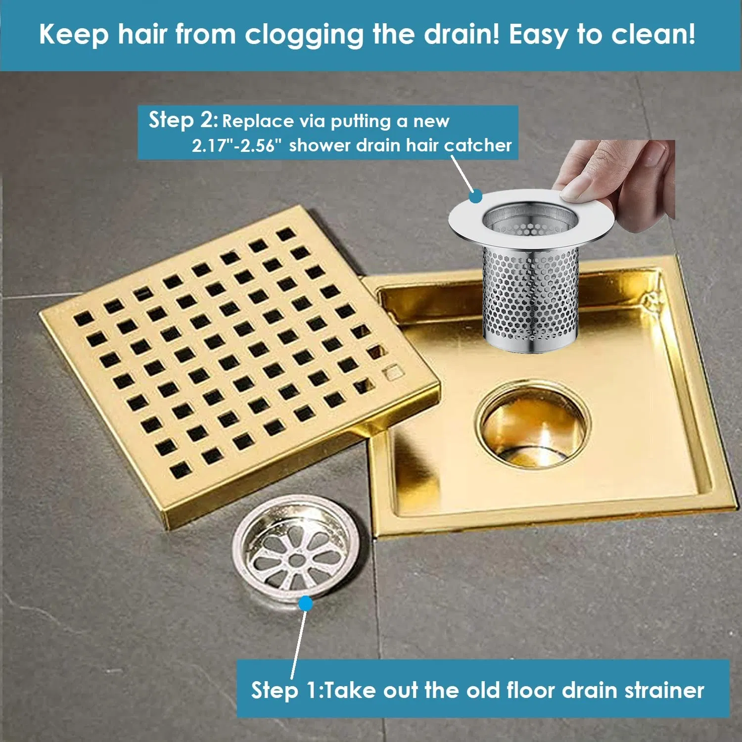 Hair Catcher Shower Strainer Floor Drain Stainless Steel Sink Strainer Bathtub Drainer