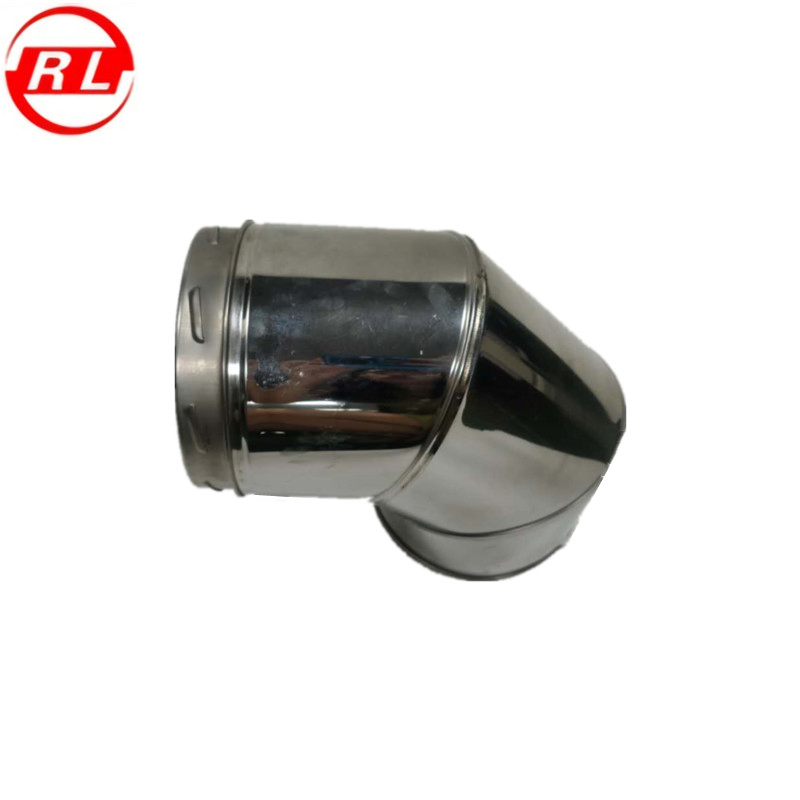 90 Degree Silver White Spiral Style Double Wall Elbow Chimney Duct