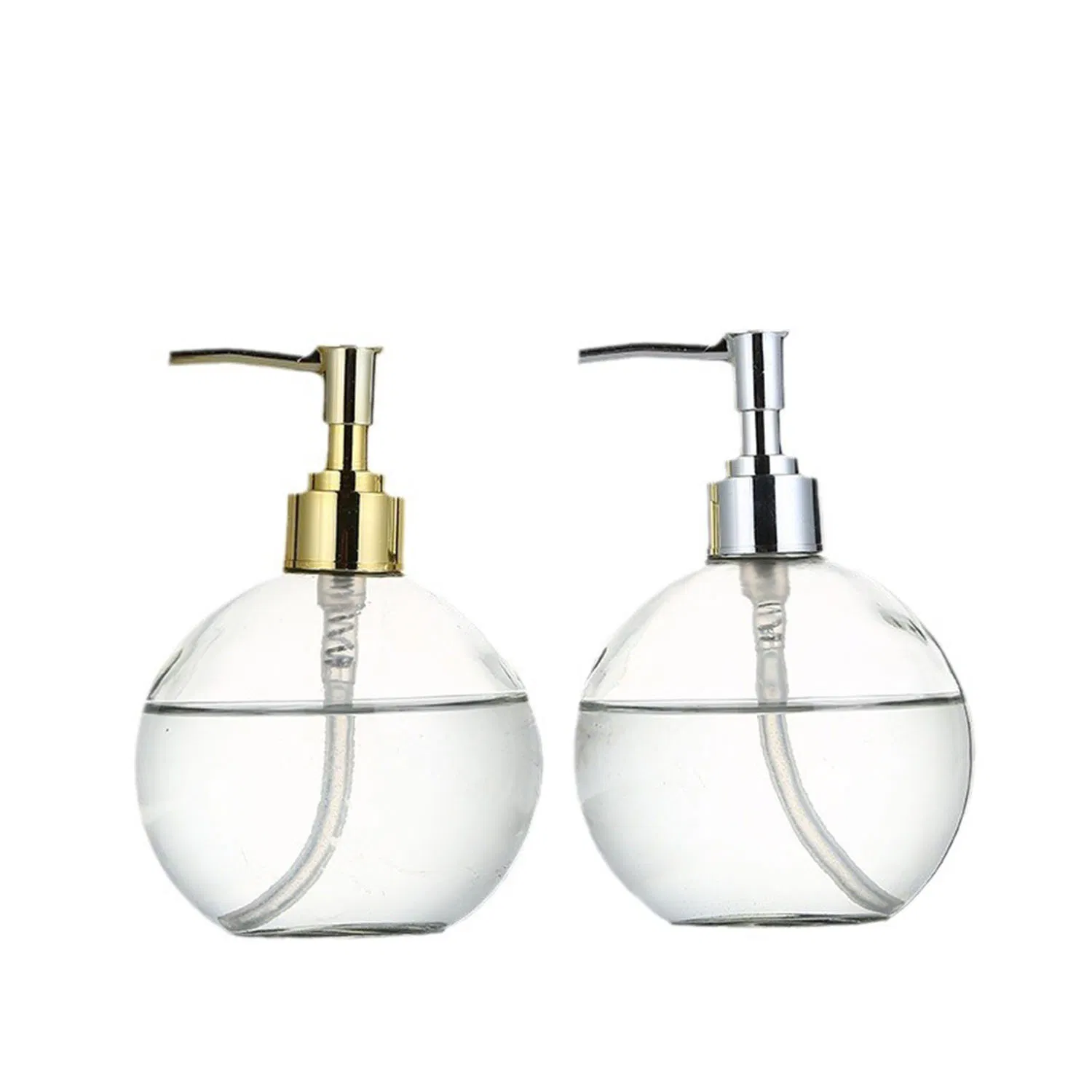 400ml Design Round Glass Refillable Liquid Soap Dispenser Pump Bottle for Bathroom Vanity Countertop, Kitchen Sink - Holds Hand Soap, Dish Soap, Hand Sanitizer