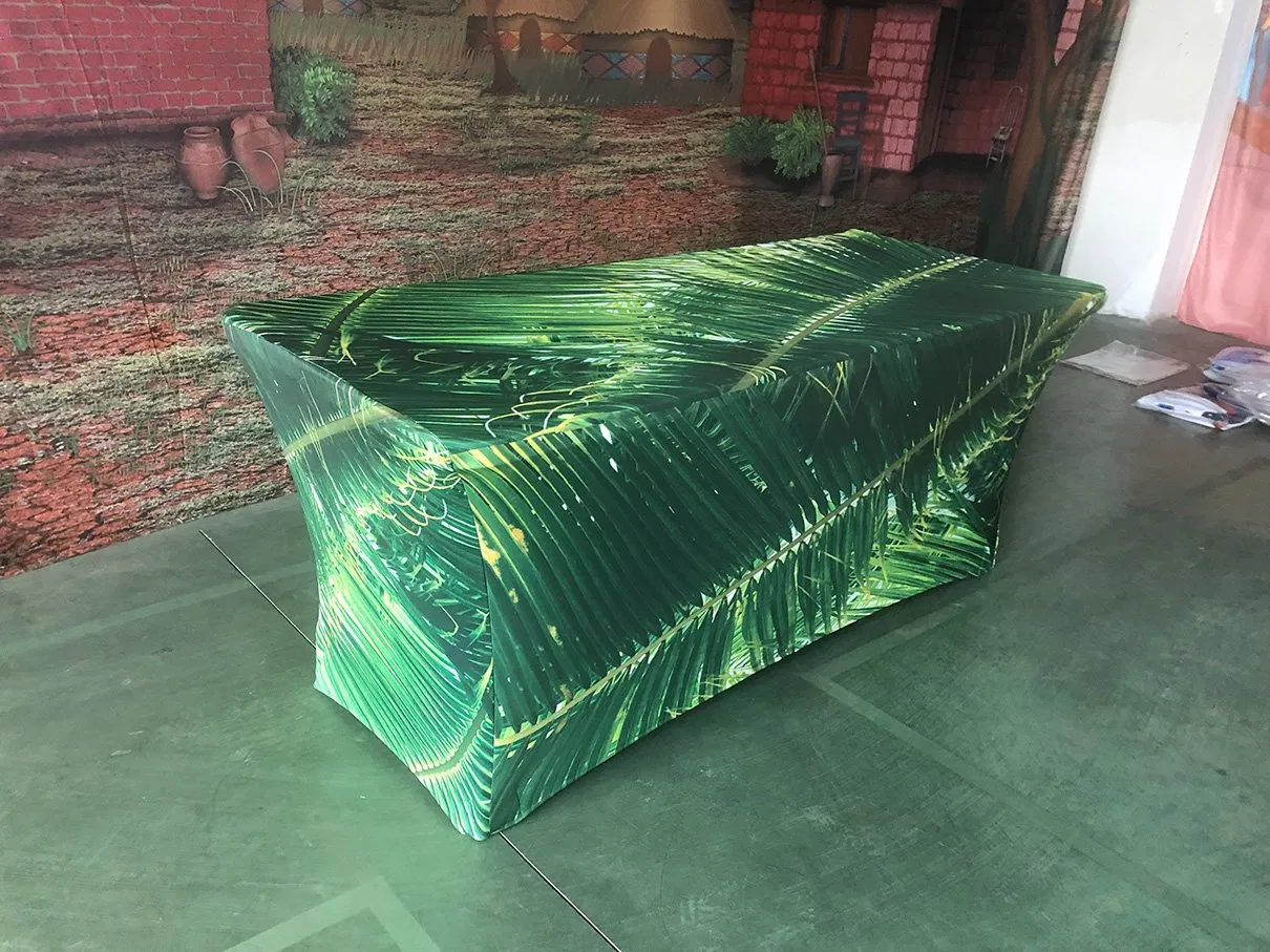 Custom Printed Trade Show Advertising Stretch Rectangular Table Cloth Spandex Table Cover