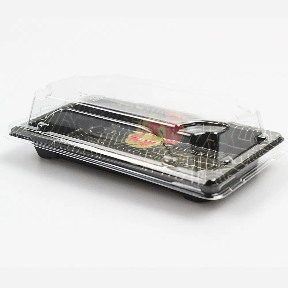 Disposable Plastic Container Custom Logo Food Sushi Packaging Box PS/Pet Sushi Box with Lid