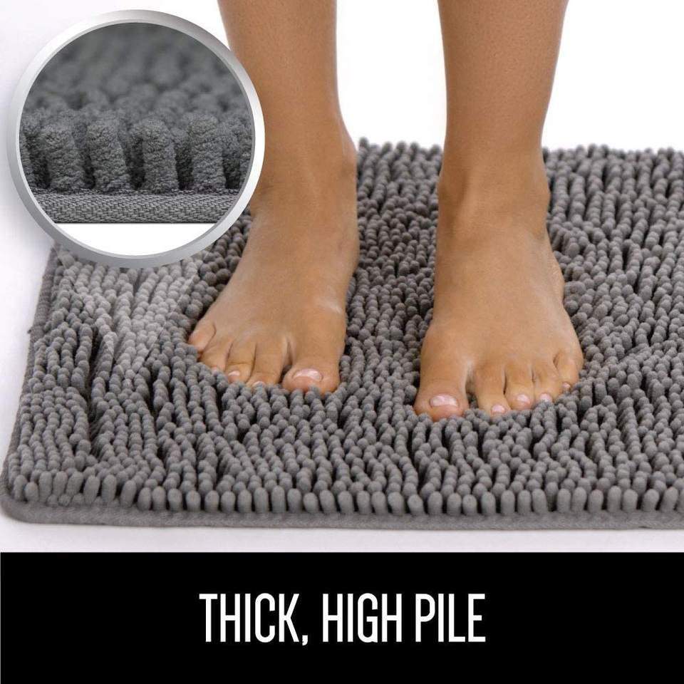Custom Logo Soft Wholesale Washable Water Absorbent Anti Slip Chenille Bath Mat