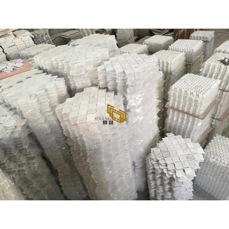 Мозаичная плитка Кастро из белого мрамора