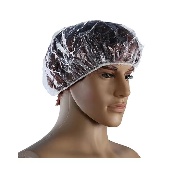 PE Clear Plastic Shower Cap Hotel SPA Disposable Shower Cap