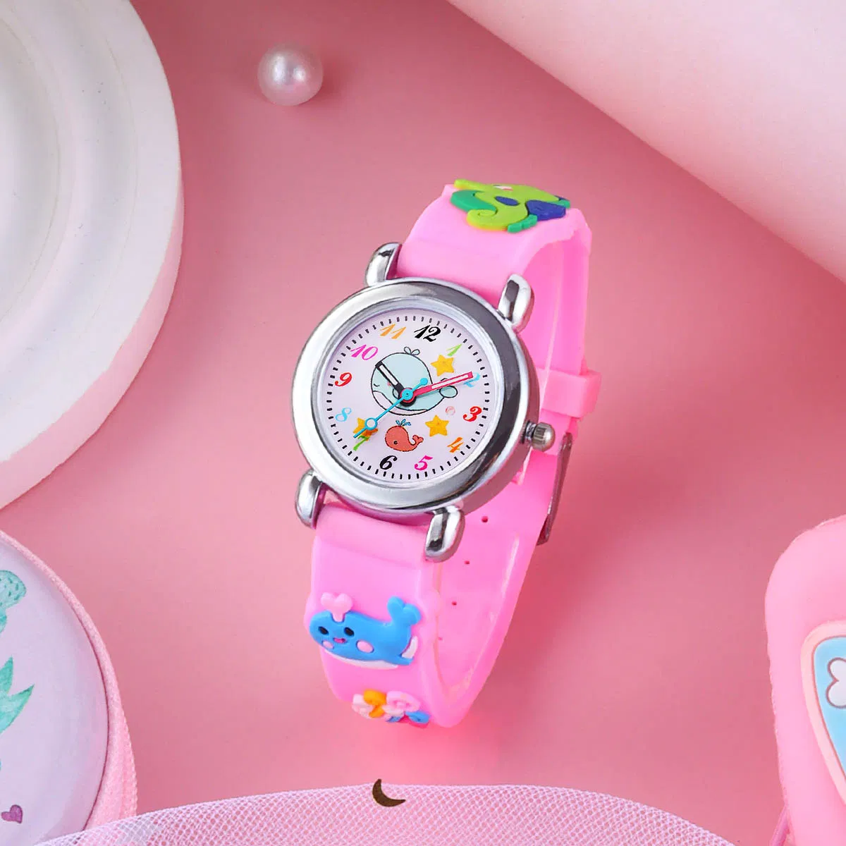 Cute Cartoon Watches Whale Element Pink Watch Set