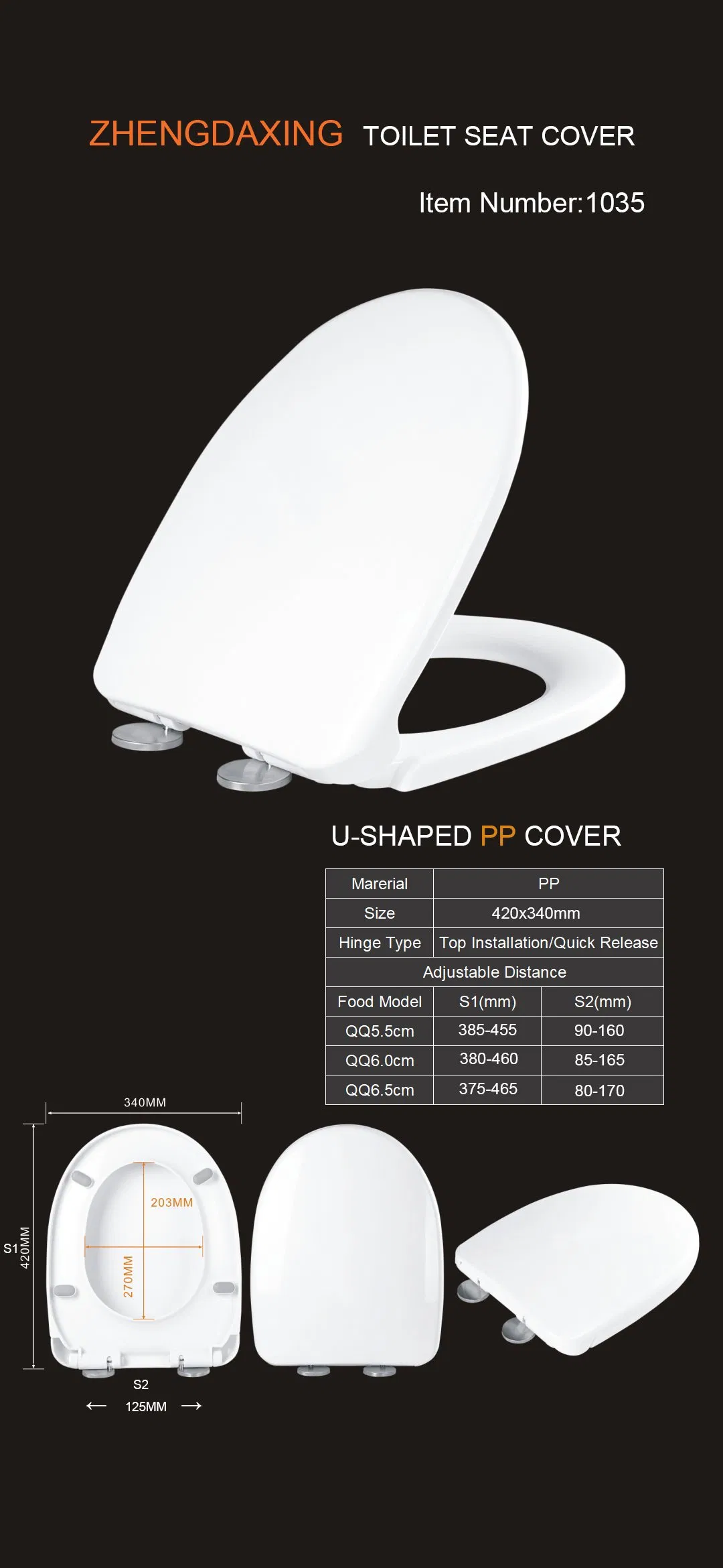Quiet Close Eco Friendly Glossy Toilet Seat with Cover