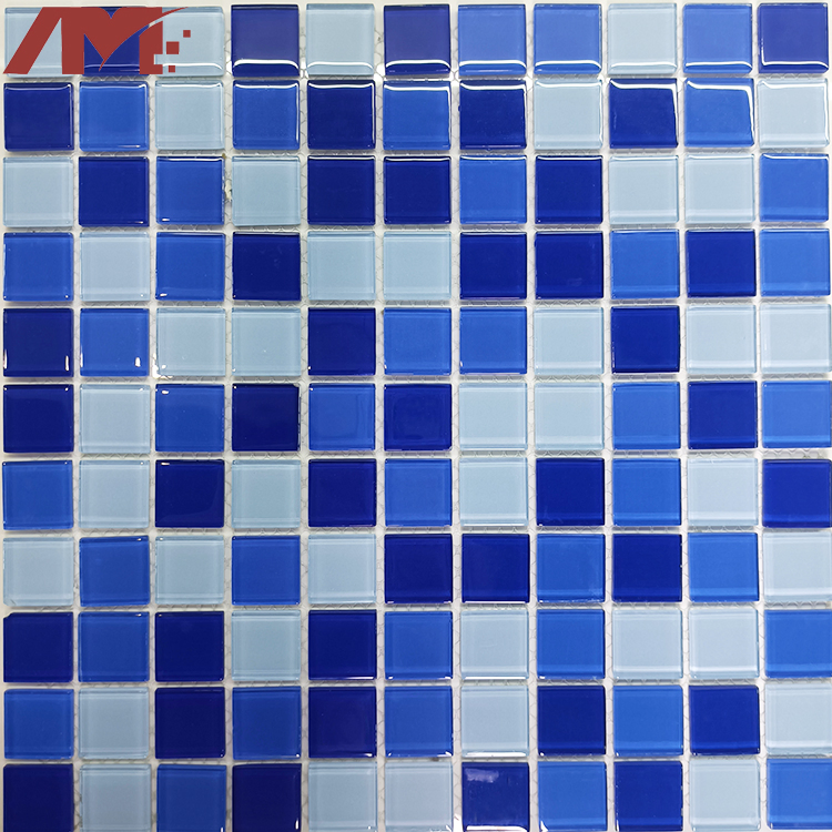 China Factory Indoor Blue Crystal Mosaic Swimming Pool Mosaic Tile Glass