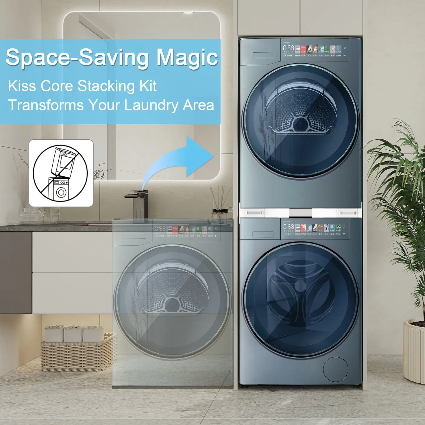 Washer and Dryer Universal Washer and Dryer Stacking Kit with Pull out Drying Rack Adjustable