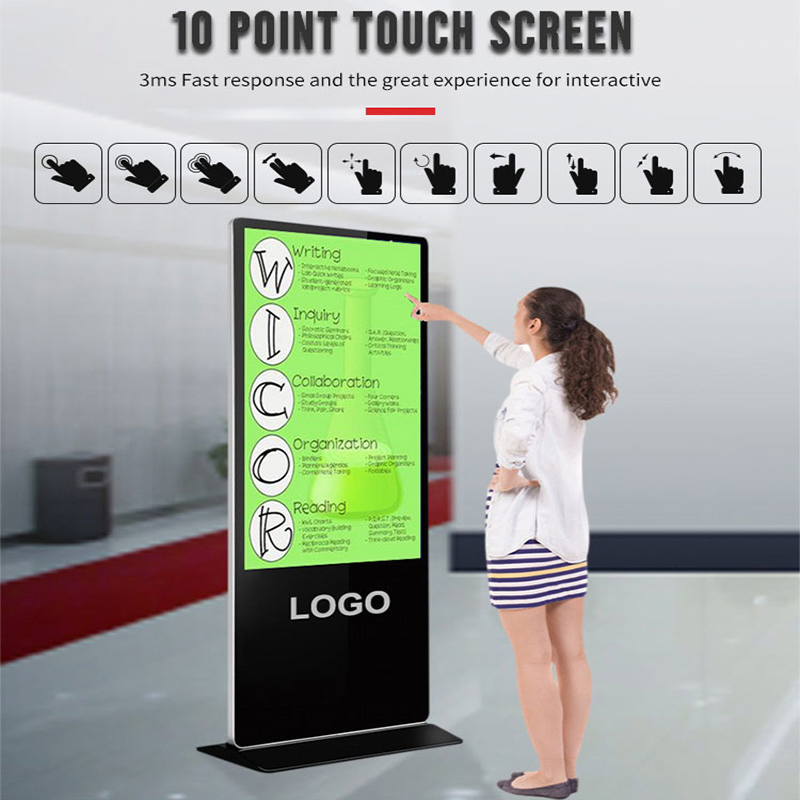 Ultra Slim Free Standing Android LCD Display Player Kiosk Floor Stand Digital Signage
