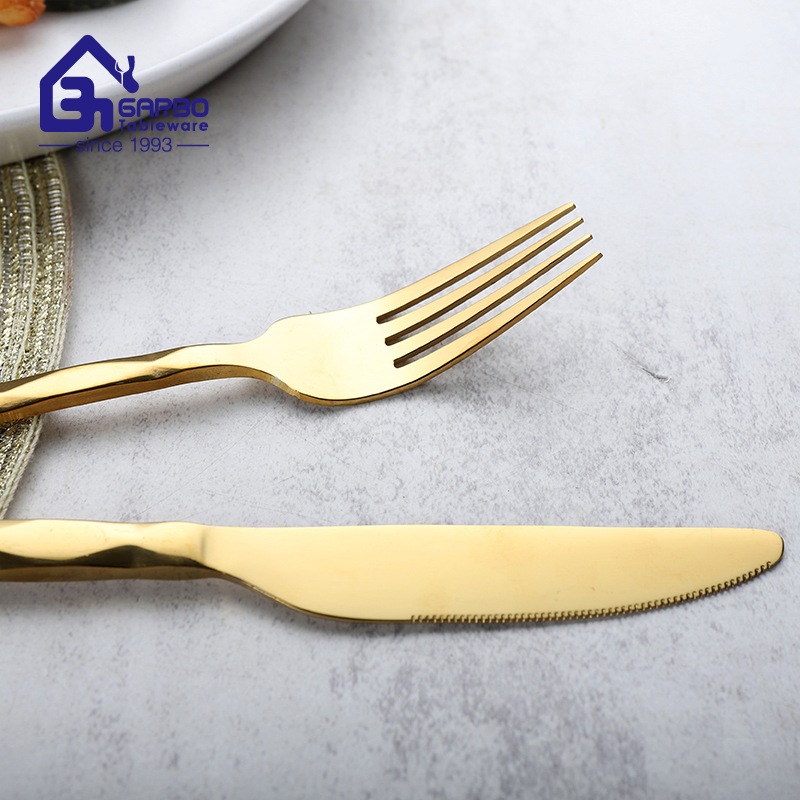Garbo Handled PVD Golden Dinner Fork Ss410 High Quality Steak Fork