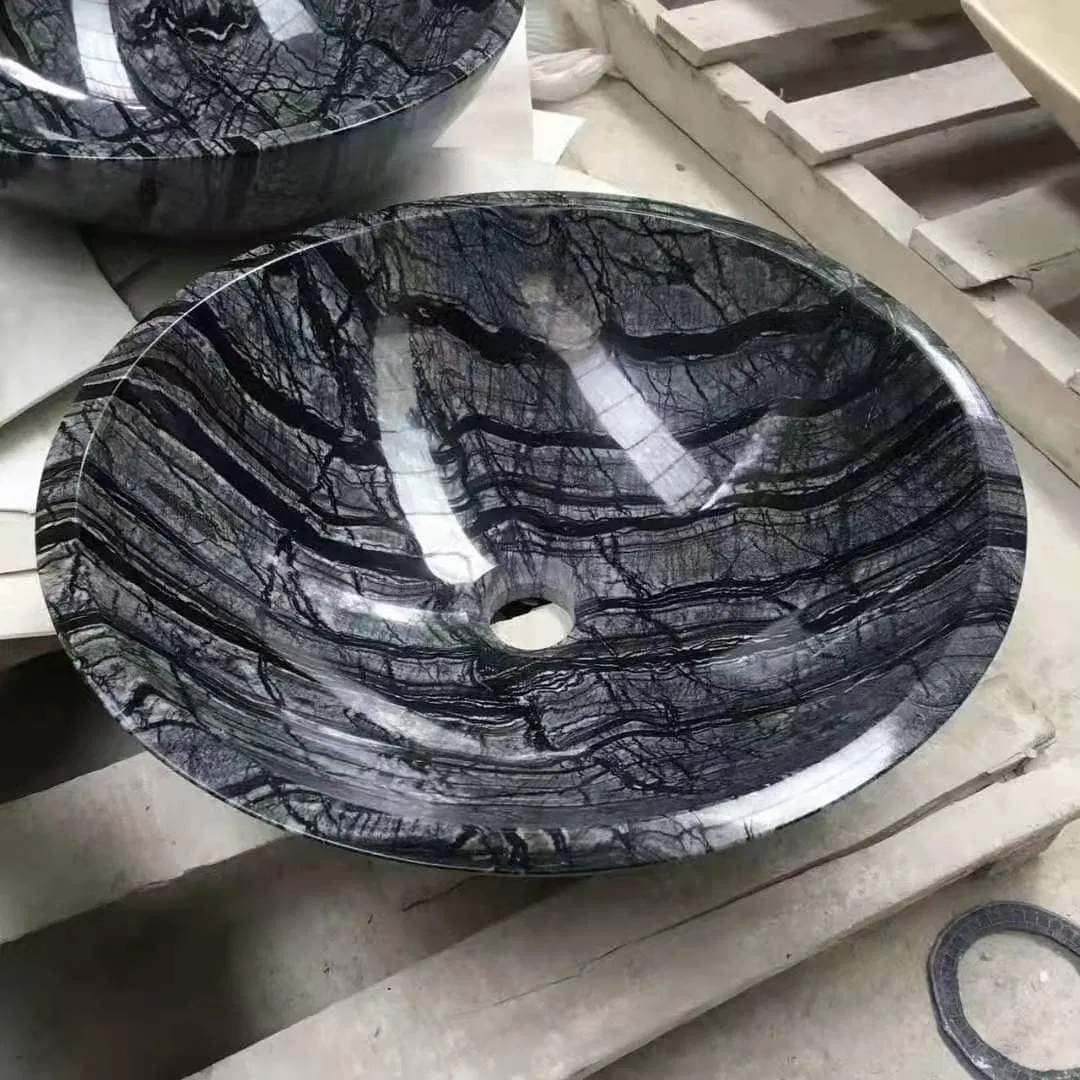 Round Marble Stone Vessel Sinks in Black Forest