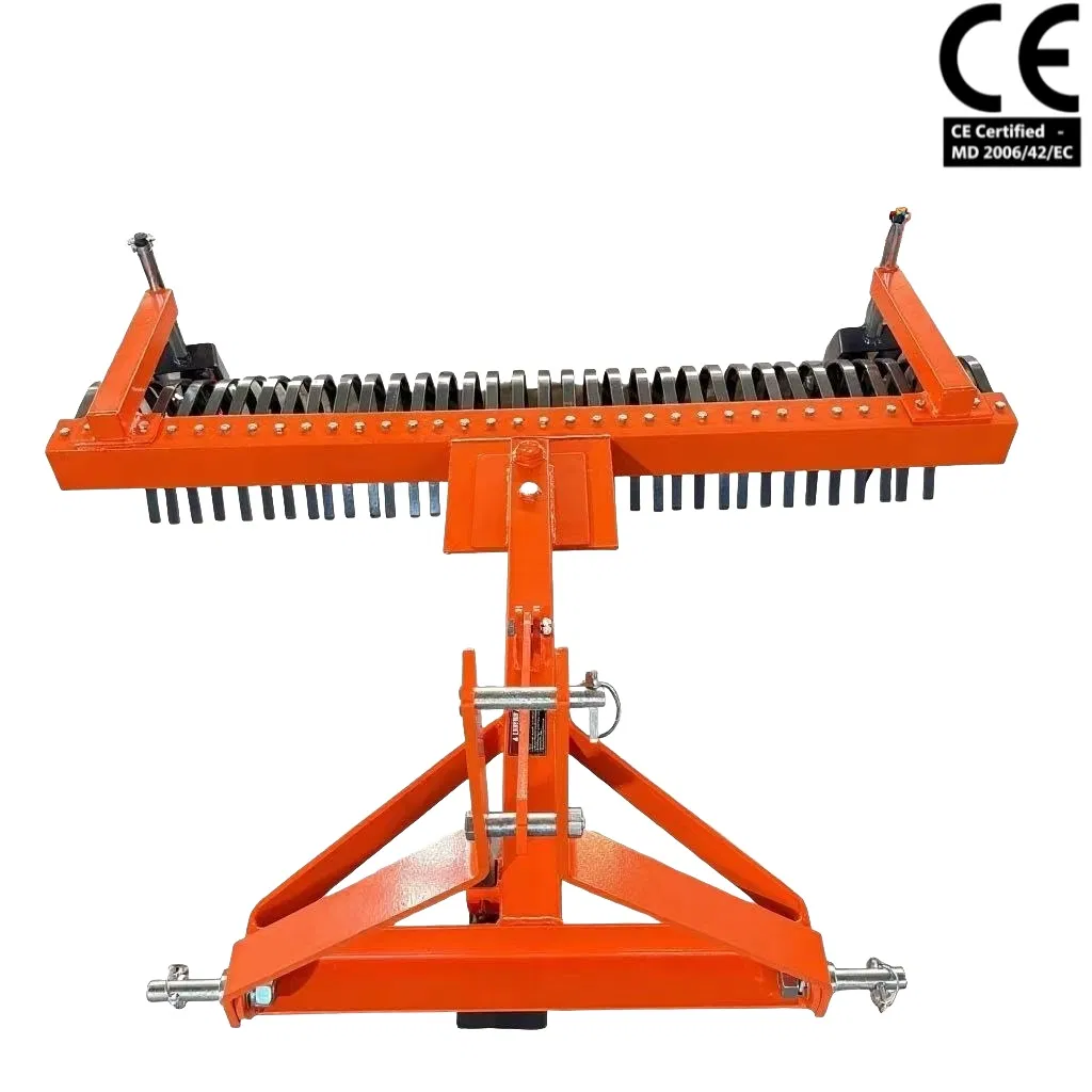 Excavator Tractor Power Lawn Hay Rake Landscape Tines Steel Weeding Grass Rake Bow Steel Grabber Rake for Garden Leaves with F40 Wheel