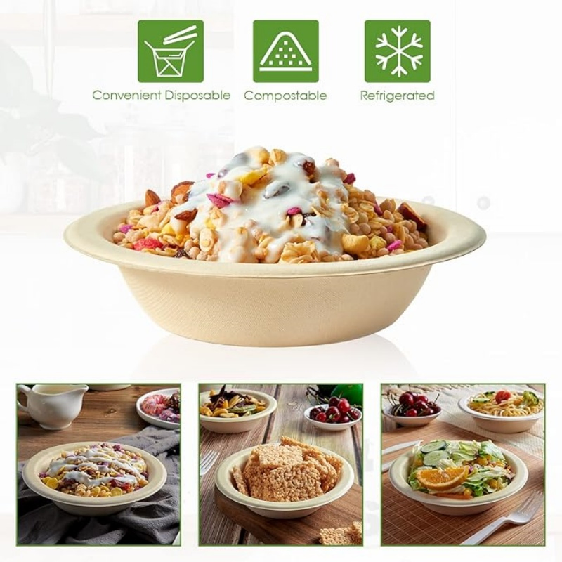 Sustainable 16oz Bagasse Paper Bowls for Eco-Conscious Dining