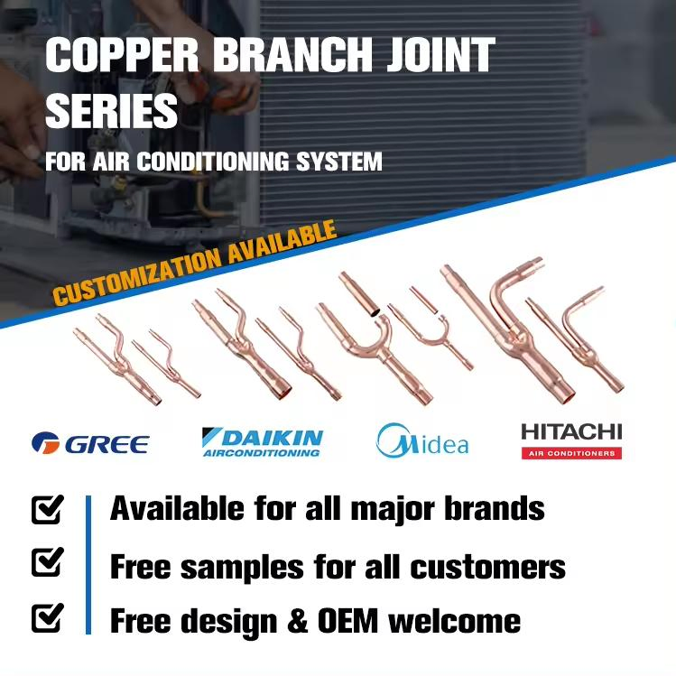 Hailiang Copper Y Refnet Joints Branch Pipe Vrf Vrv A/C System Disperse Kit for Midea Fqzhn-01 02 03 04 05 Air Conditioner
