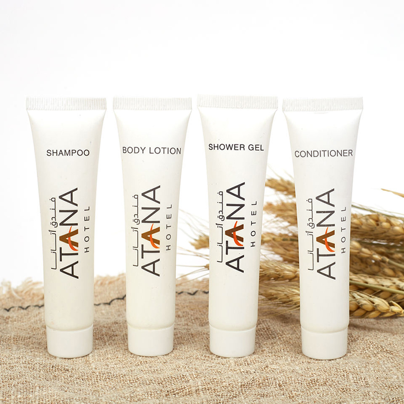 Custom Logo Luxury Hotel Bathroom Amenity Kit 30ml Small Disposable Hotel Size Shampoo and Conditioner Set