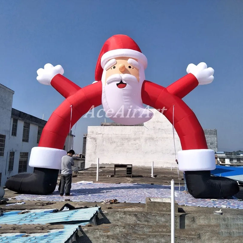 Outdoor Christmas Decoration Inflatable Christmas Archway with Santa Clause for Christmas Event Decoration