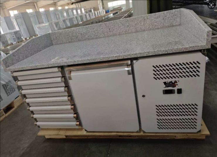 RoHS CE TUV 580L Ventilated with Marble Granite Prep Table Commercial Double Doors Smart Refrigerator for Commercial Restaurant Hotel Chiller Counter