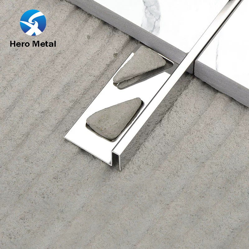 Hero Metal Light 304 Profiles for Door Windows and Shower Room Large Corner Straight Edge White Gold Stainless Steel Tiles Trim