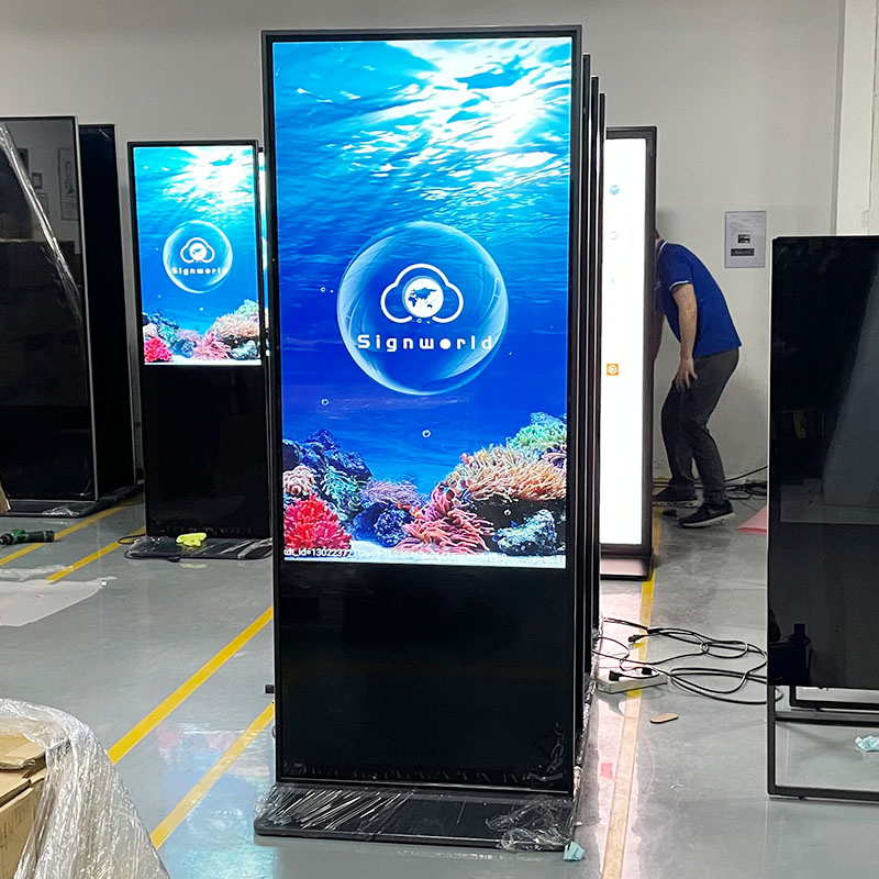 Indoor Floor Standing 49 55 Inch Advertising LCD Display Totem Interactive Kiosk Touch Screen Digital Signage