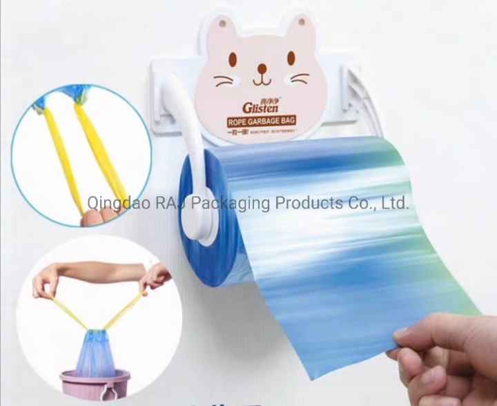 Colored Biodegradable Plastic Drawstring Garbage Trash Bag with Square Bottom