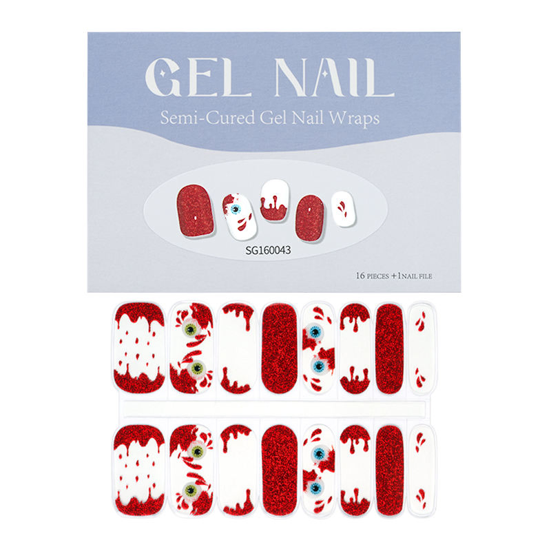 French Semi-Cured Gel Strips Transparent Gel Nail Strips with UV Lamp