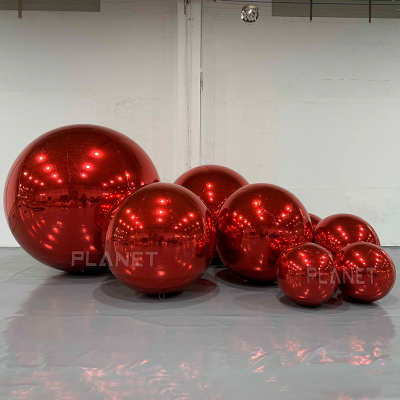 Giant Durable Hanging Resuable Reflective PVC Big Red Shiny Ball for Decoration