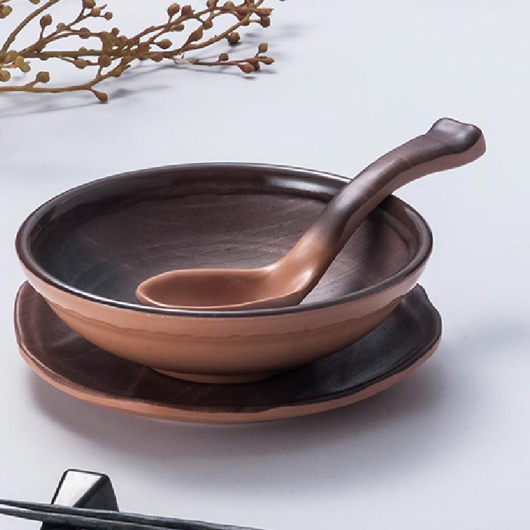 Black Mate Melamine Spoons Japanese Ramen Noodels Soup Bowl Serving Spoon