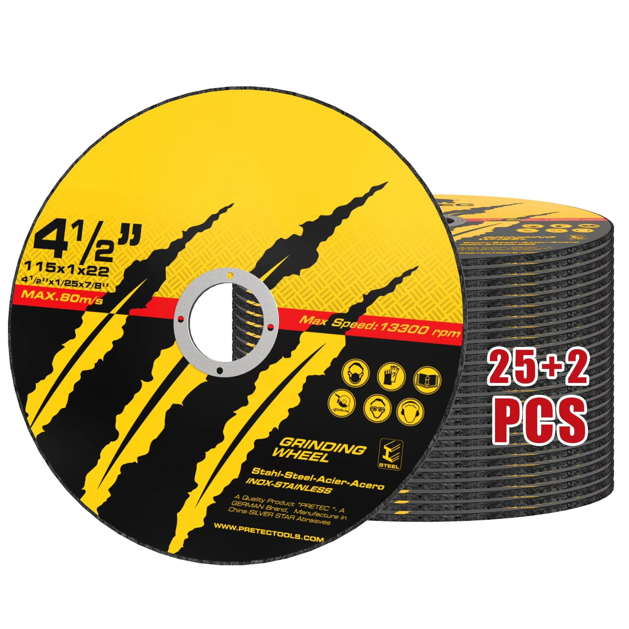 Отрезные круги 4.5 дюйма для металла, 25 шт