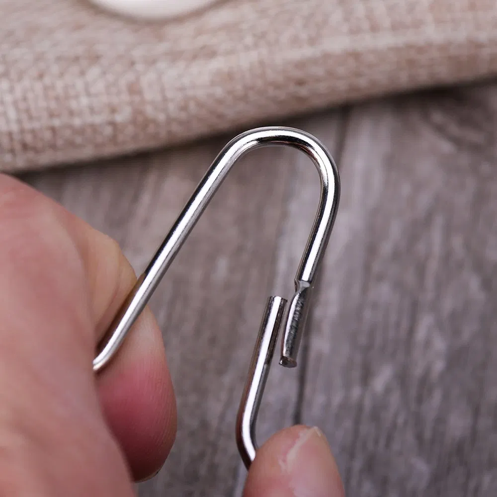 Decorative Stainless Steel Shower Room Curtain Rings Hooks Nickel Metal Bath Bathroom Curtain Hook Hoist Buckle Fittings