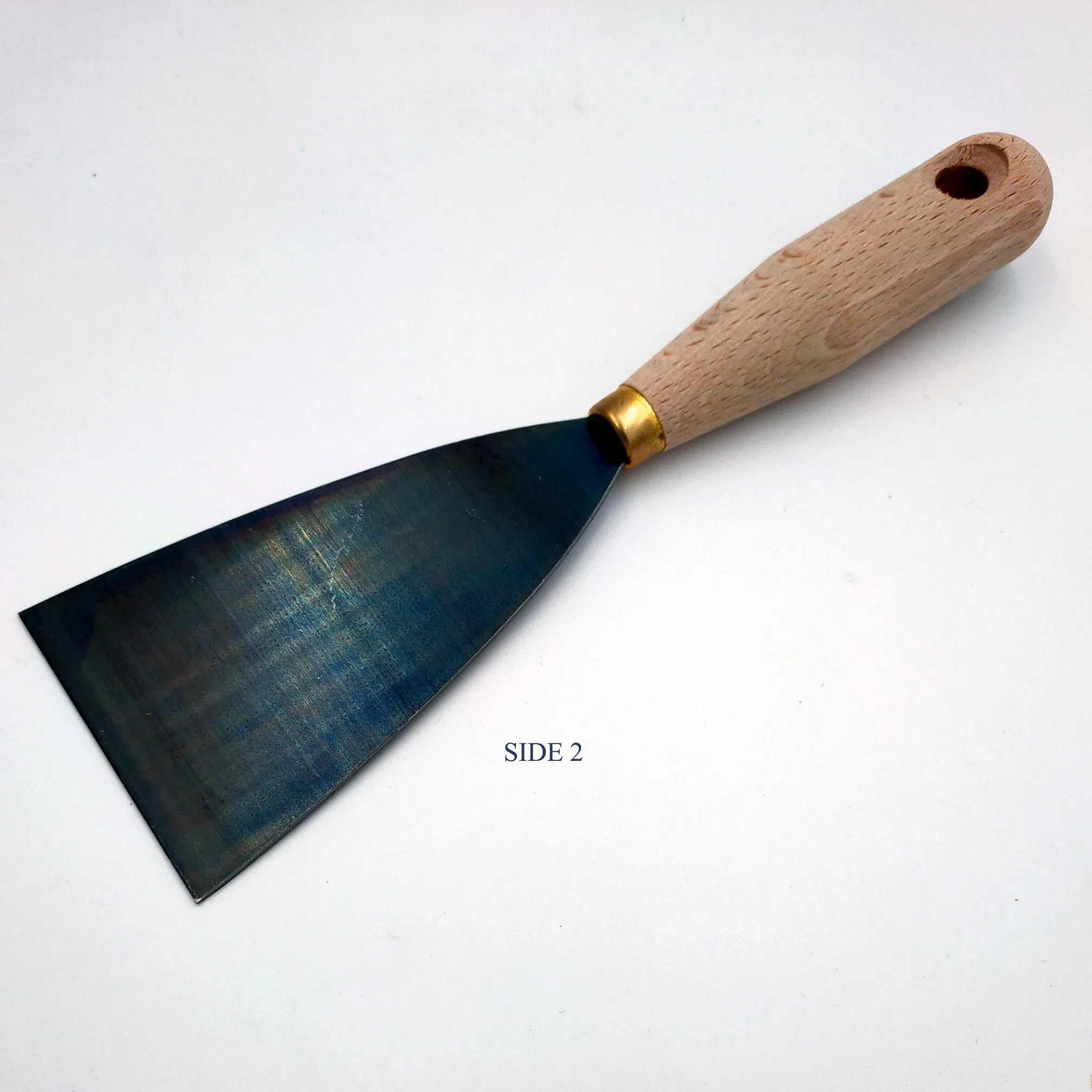 70mm Light Duty Wood Handle Blue Oxide Carbon Blade Scraper Knife