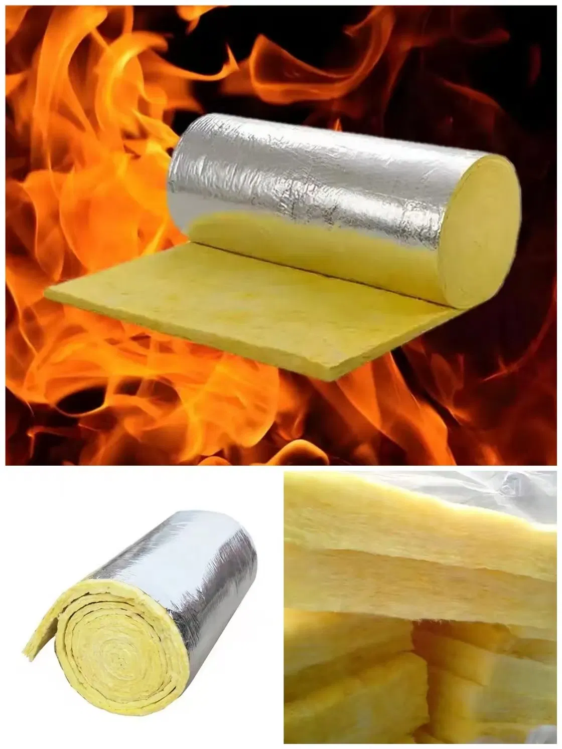 Thermal Insulation Metal Building Insulation Roof Wall Ceiling Fsk Glass Wool Rolls Fireproof Aluminum Foil Fiberglass Blanket