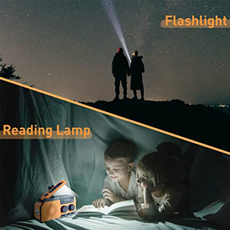 Радио с ручной зарядкой, фонариком и зарядкой телефона