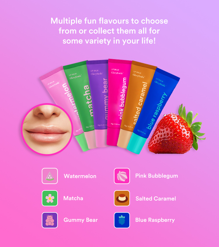 Glorysmile Lip Balm - Pink Bubblegum Flavour 10g Nourishes and Softens Tasty