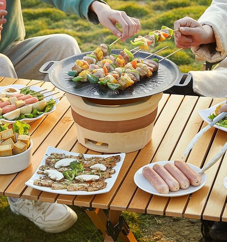 Maifan Stone Grill Pan Non-Stick Teppanyaki Compatible with Induction Cooktop, Gas Stove & Butane Stove