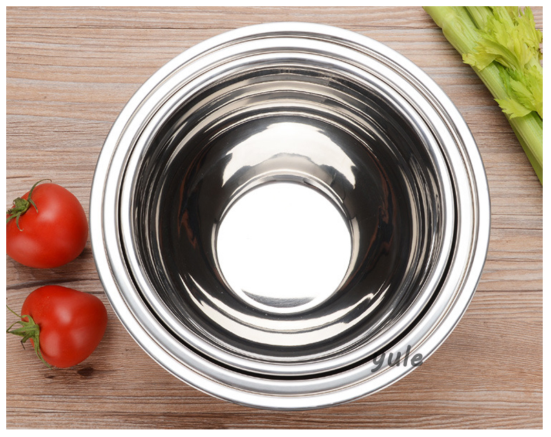 Supermarket Hot Sale Chaozhou Factory Plastic Lids Non- Slip Silicone Bottom Egg Beating Stainless Steel Cake Mixing Bowls