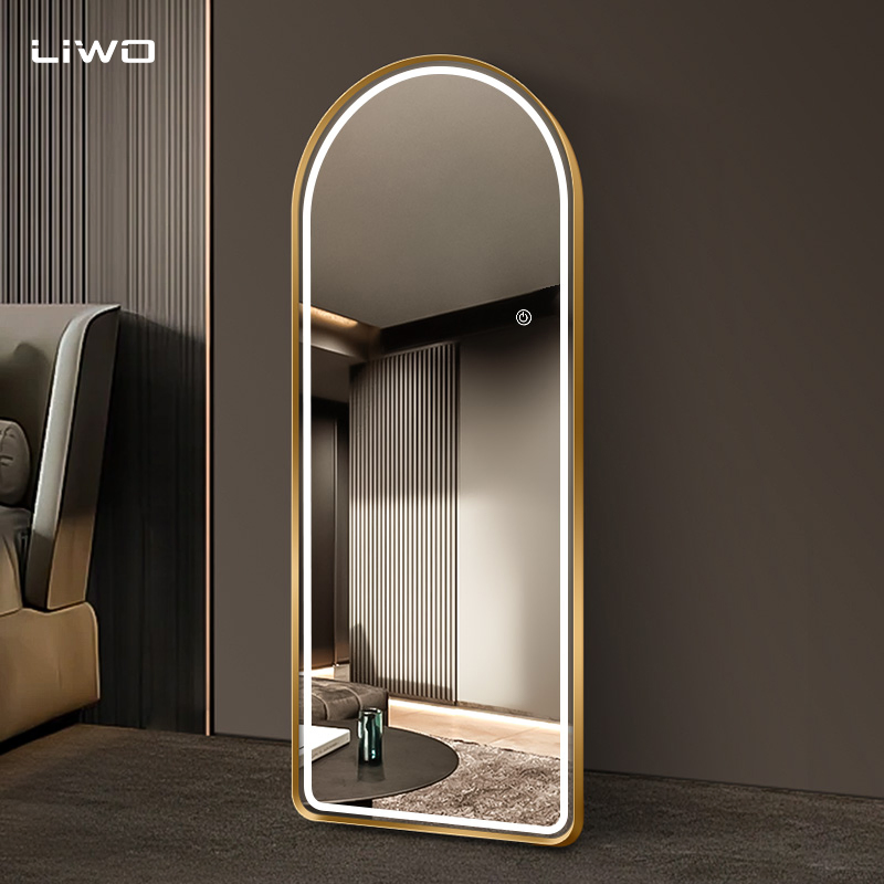 Home Decoration Arched LED Dressing Mirror High-Definition Aluminum Alloy Frame Full-Length Intelligent Dressing Mirror Vanity Living Room Bedroom Furniture