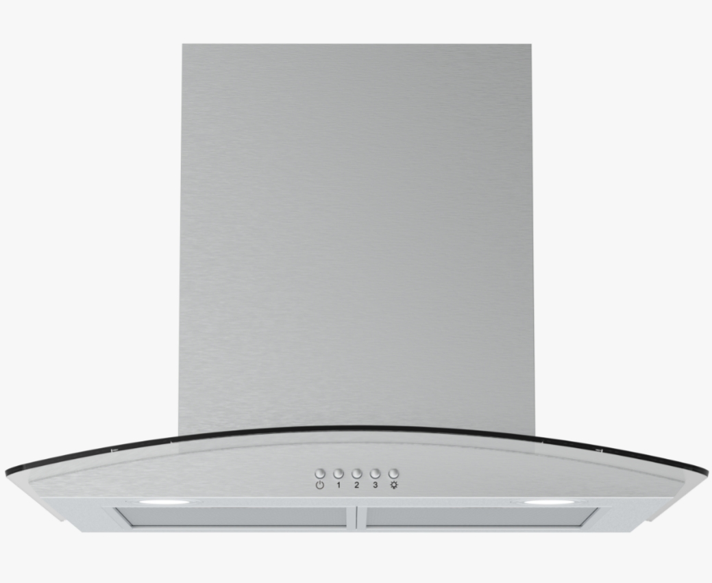 High Suction Modern Kitchen Wall-Mounted Black Curved Glass Range Hood