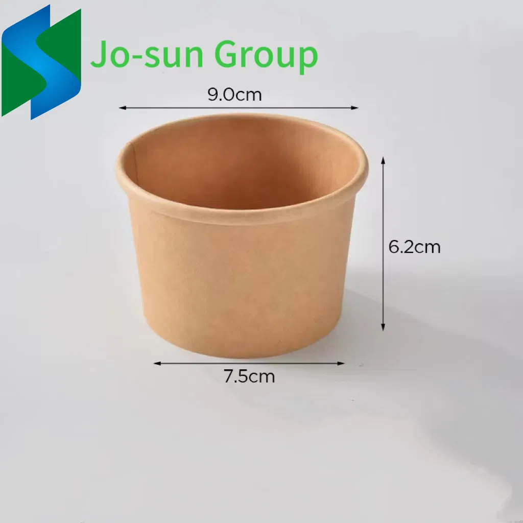 Jo-Sun Disposable Kraft Paper Soup Cup with Paper Lid Lunch Packing Takeout Food Packaging Bucket