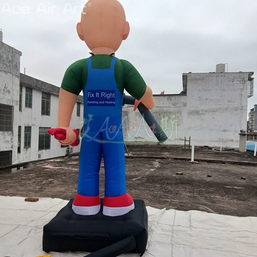 3 Meter Tall Inflatable Toilet Repairman Advertising Cartoon Character for Promotion