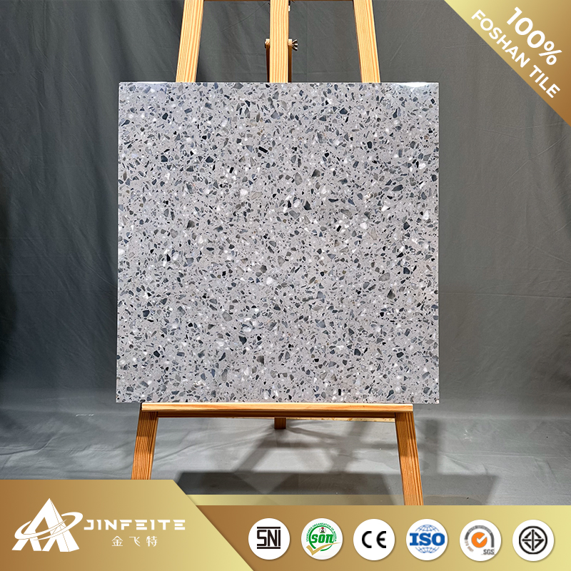 Light Blue High Gloss Terrazzo Porcelain Tiles Wholesale Price Foshan Factory