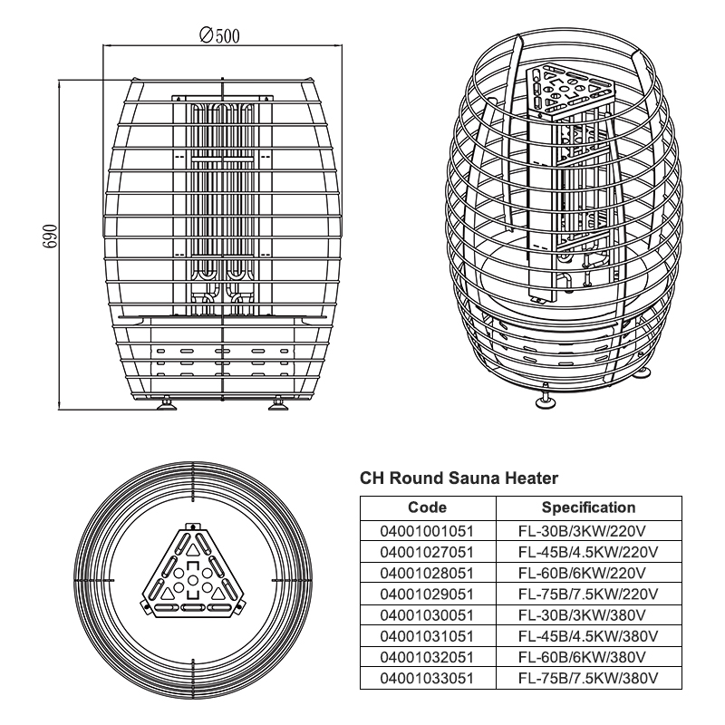 Электрический обогреватель для сауны Home Mini, нержавеющая сталь