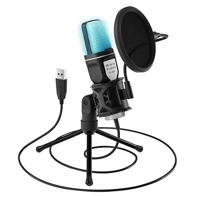 New Cheap OEM ODM Sf-666r Microfone Micrfono RGB Stand USB Condenser Gaming Mic Microphone