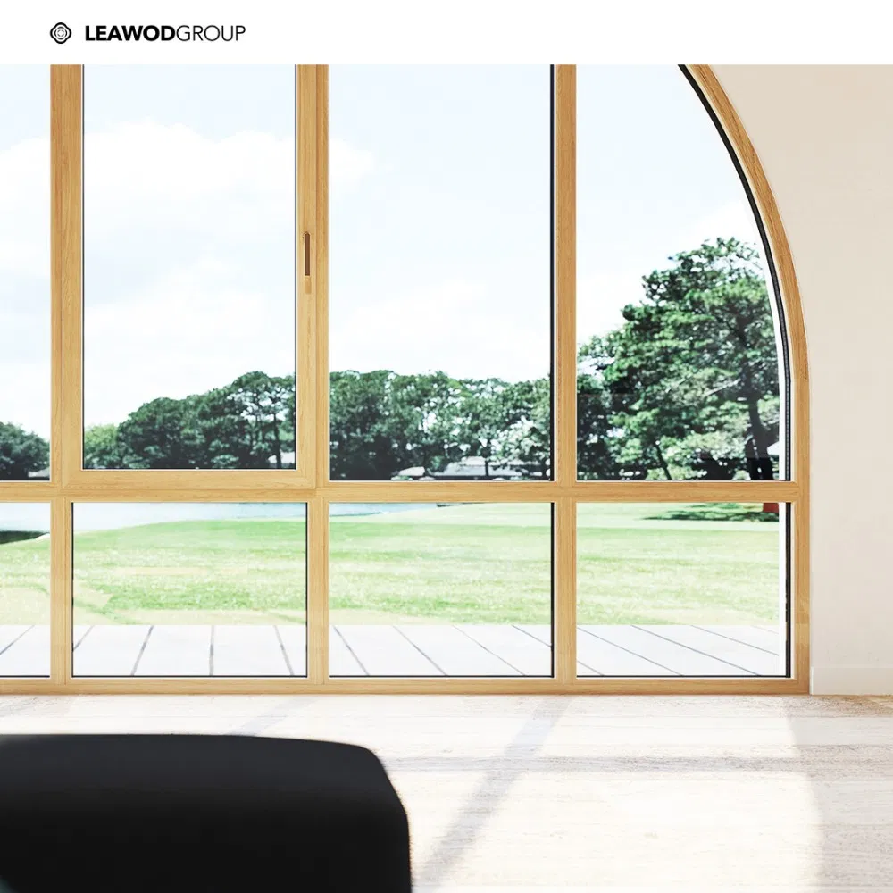 Leawod Customized Heat Insulation Soundproofed Wood Aluminum Composite Window with CSA Certification