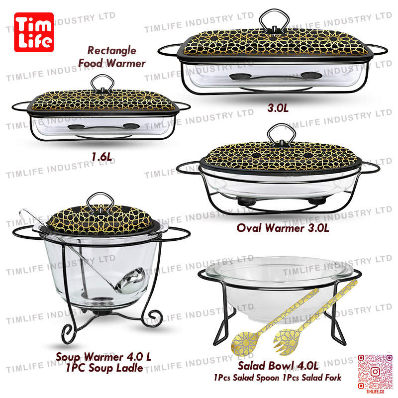Soup Bowl Food Warmer Chafing Dish Buffet Serving Casseroles Pot Glass