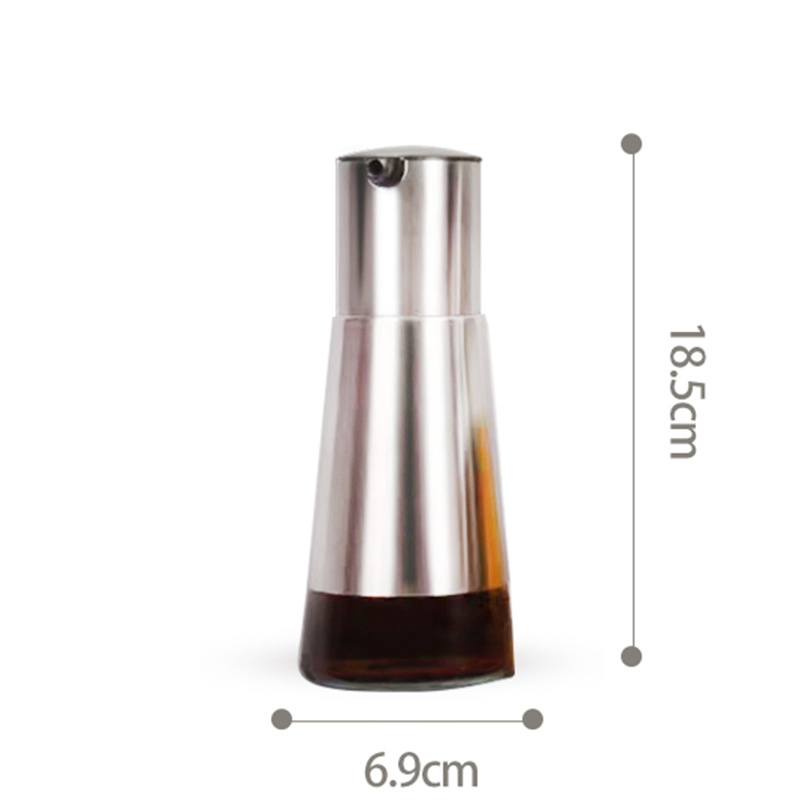 304 Stainless Steel 350ml Oil Glass Bottle for Kitchen Soy Sauce Vinegar Dispenser Seasoning Bottle