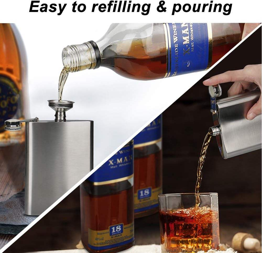 Hip Flask Leak-Proof Convenient Stainless Steel Matte Black Whiskey Hip Flask for Outdoor