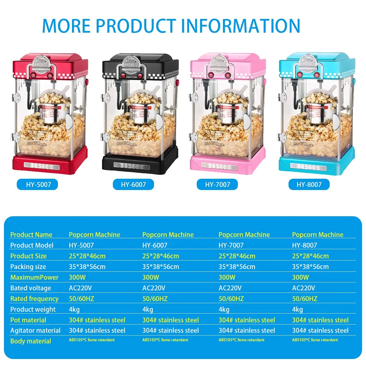 Factory Direct Sales High Output High End Red Popcorn Machine