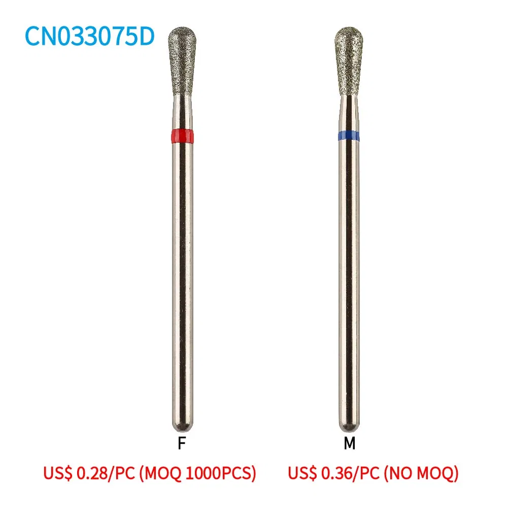 Pear Shape Coned Round Top Medium and Fine Grit Diamond Coated Nail Beauty Rotary Bit