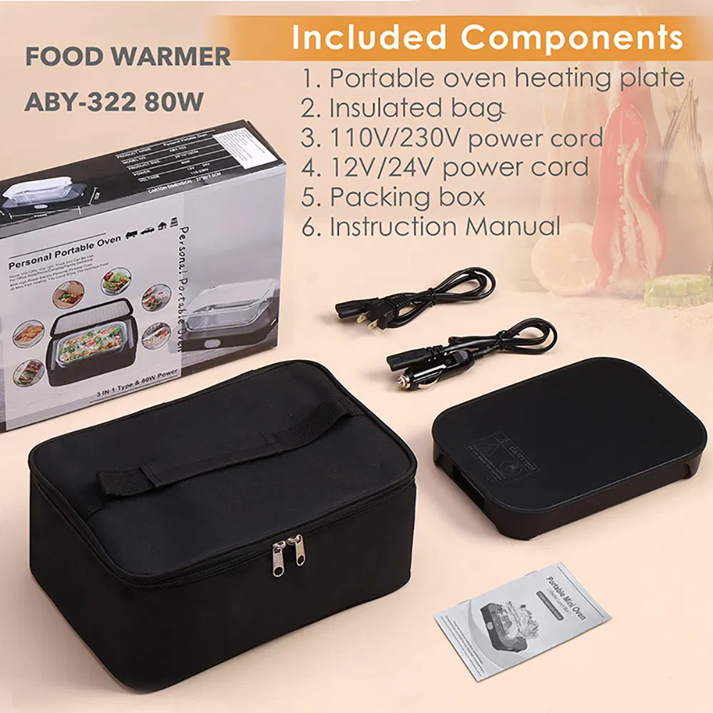80W Electric Food Warmer Portable Mini Oven Heater for Car