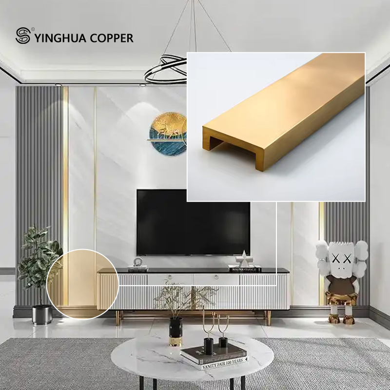 Custom U-Shaped Brass Profile for Villa Club Decor